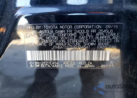 2016 Lexus Is 200T из США, поврежденный, VIN JTHBA1D27G5004341